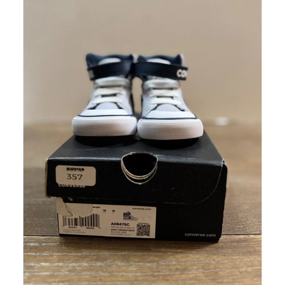 Converse Pro Blaze Strap Hi Kids Sneakers Grey Navy A08475C Size 4 Infant